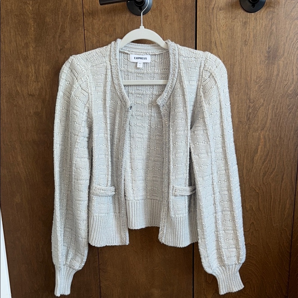 Express Grey Cardigan with metal detail